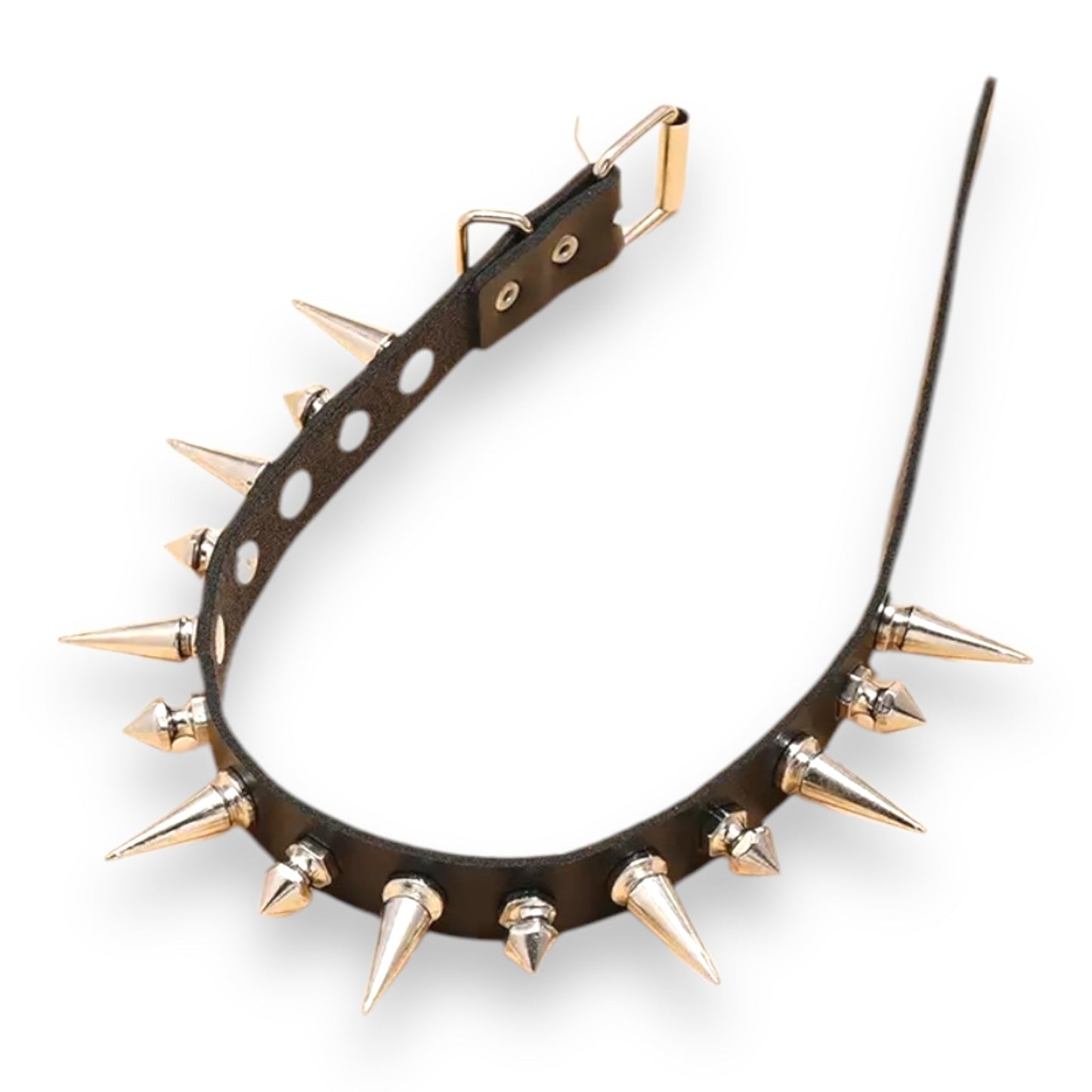 Punk Spike Choker – Leren Ketting met Metalen Spikes
