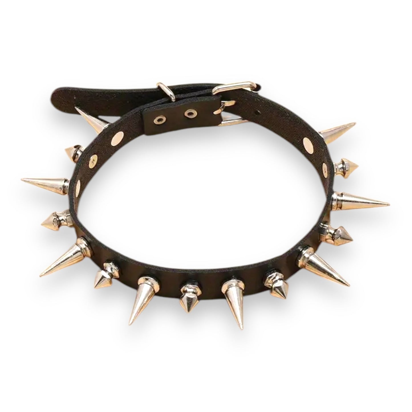 Punk Spike Choker – Leren Ketting met Metalen Spikes