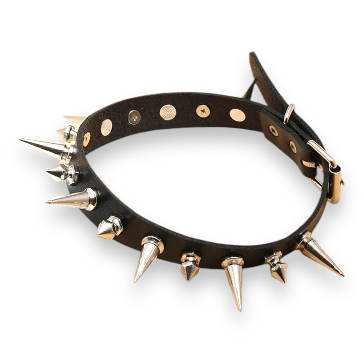 Punk Spike Choker – Leren Ketting met Metalen Spikes