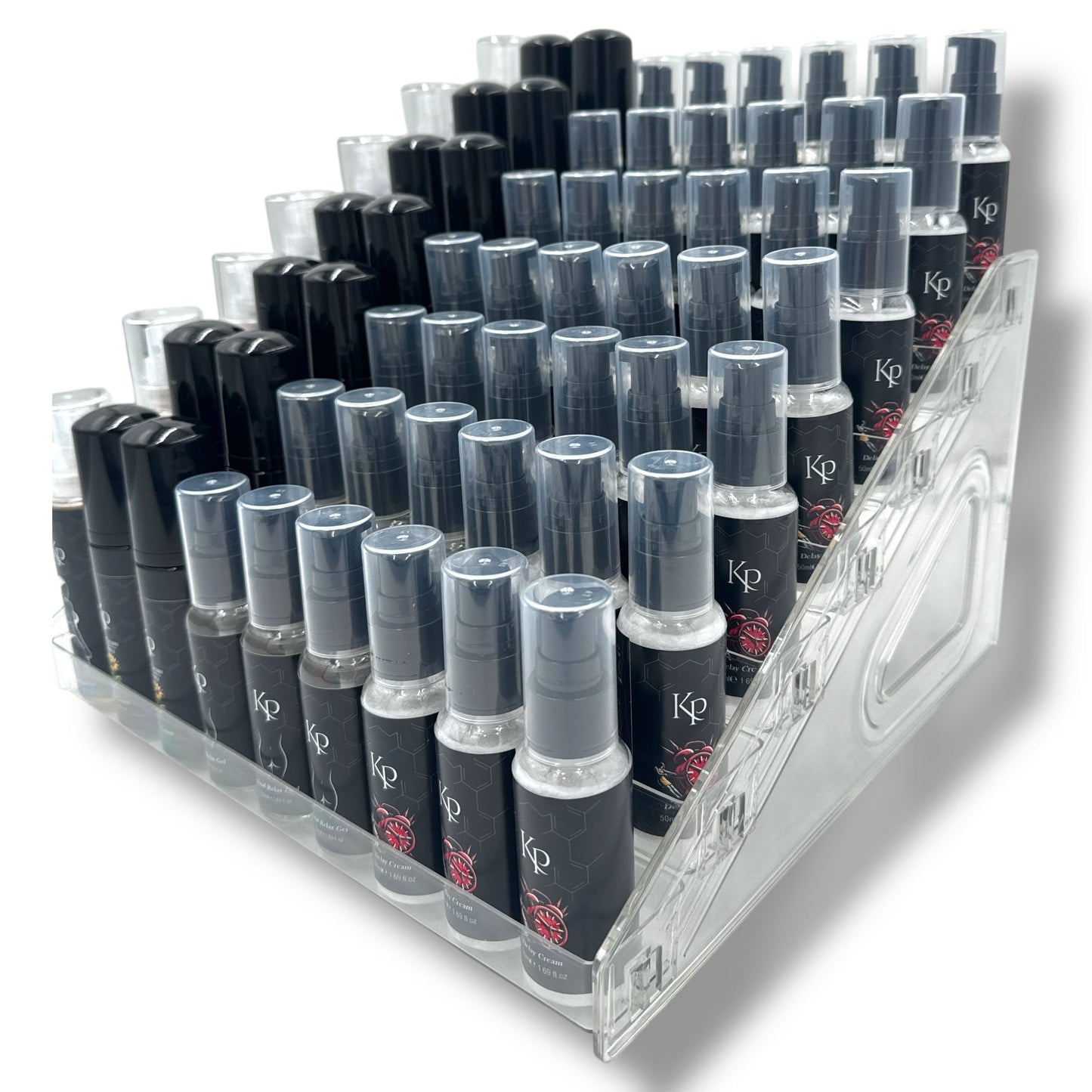 Trapdisplay Acryl Transparant met Zwarte Onderkant – 6 Treden