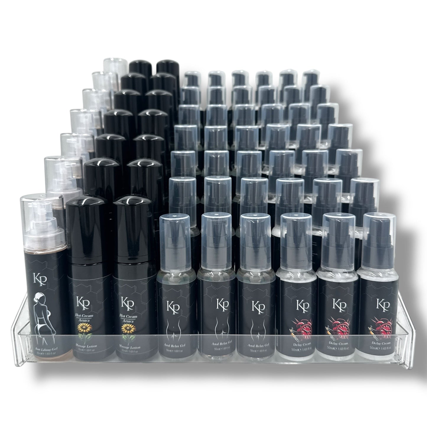Trapdisplay Acryl Transparant met Zwarte Onderkant – 6 Treden