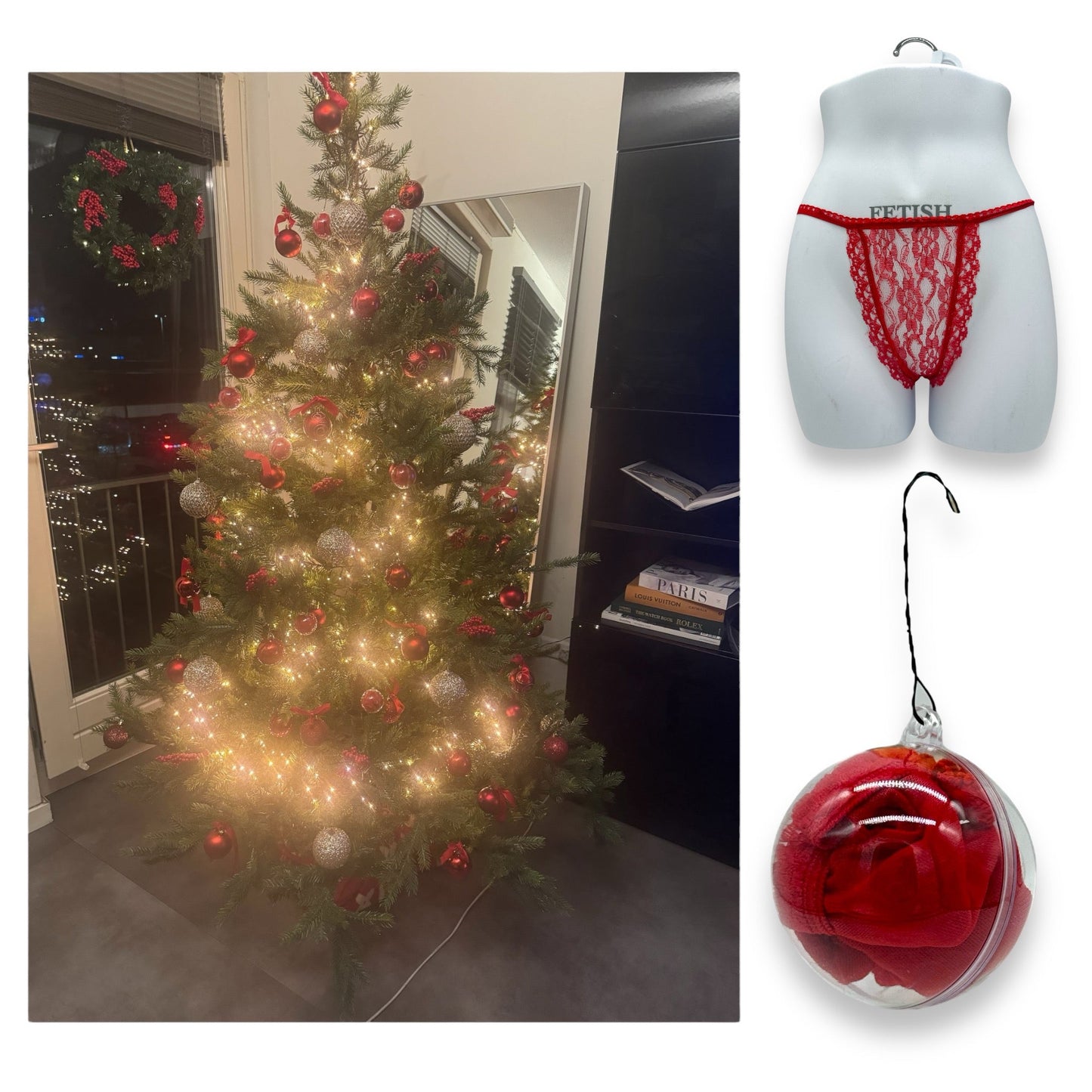 Kerstbal met Rode Slip Binnenin - Uniek Cadeau