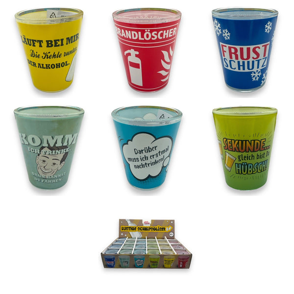 Shotglaasjes Set 6 stuks met Grappige Duitse Teksten - 60 ml
