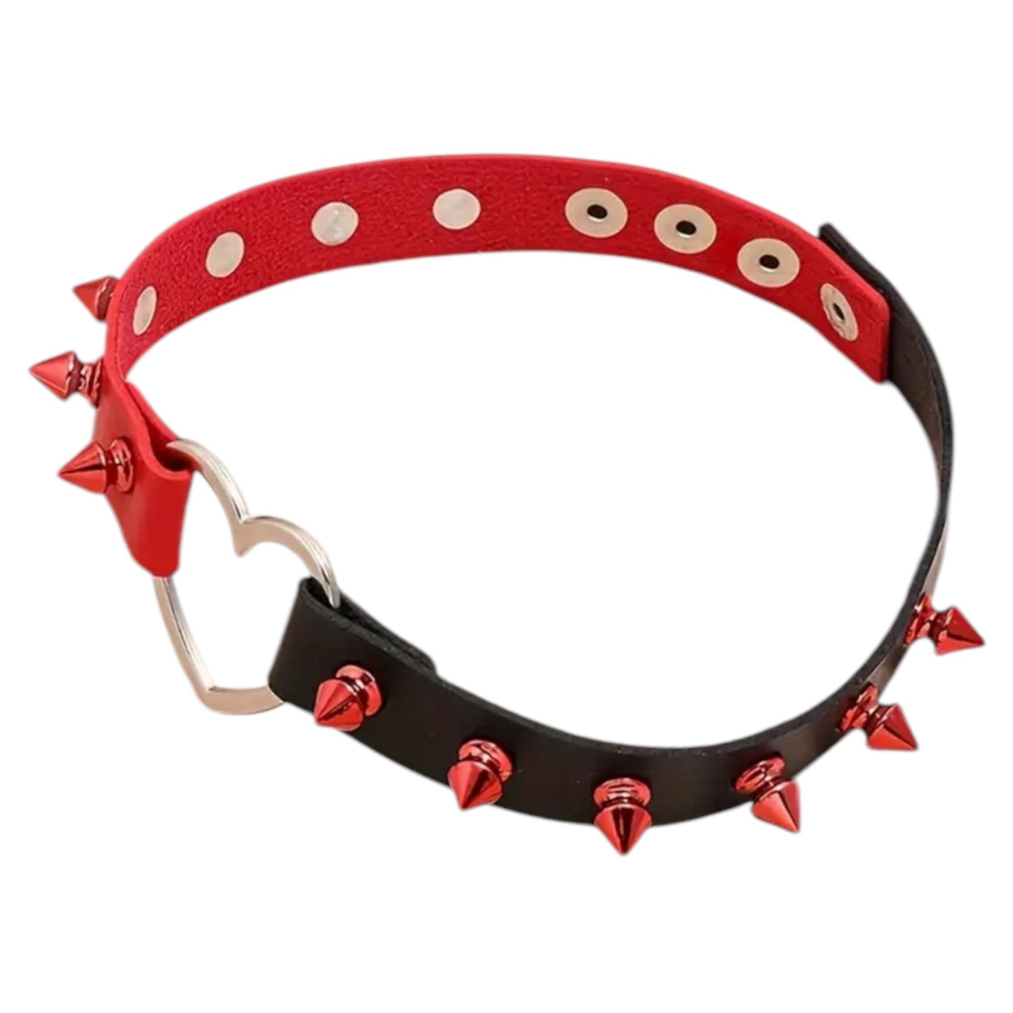 Stoere Choker met Hart en Spikes – Statement Accessoire