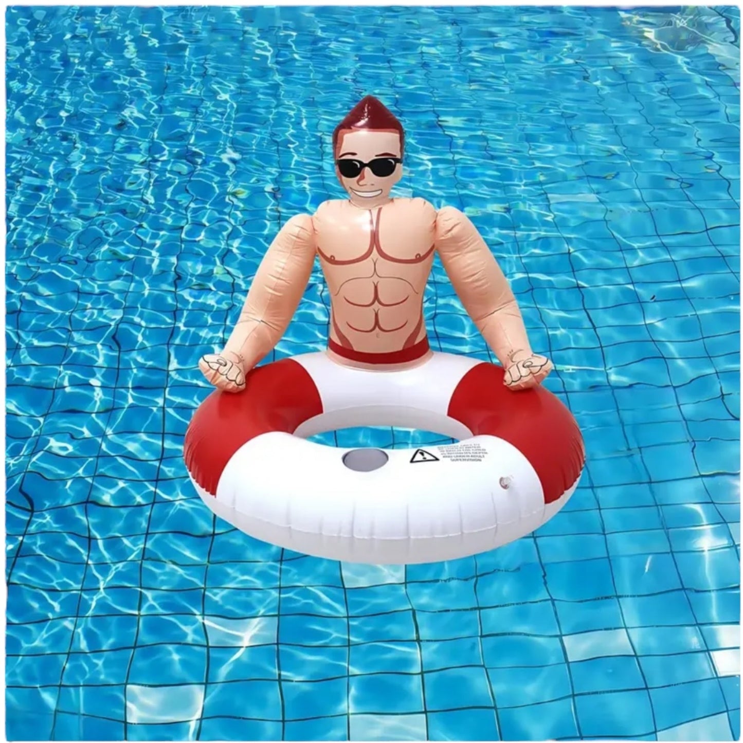 Opblaasbare Zwemband Bodybuilder – Met Spieren & Zonnebril
