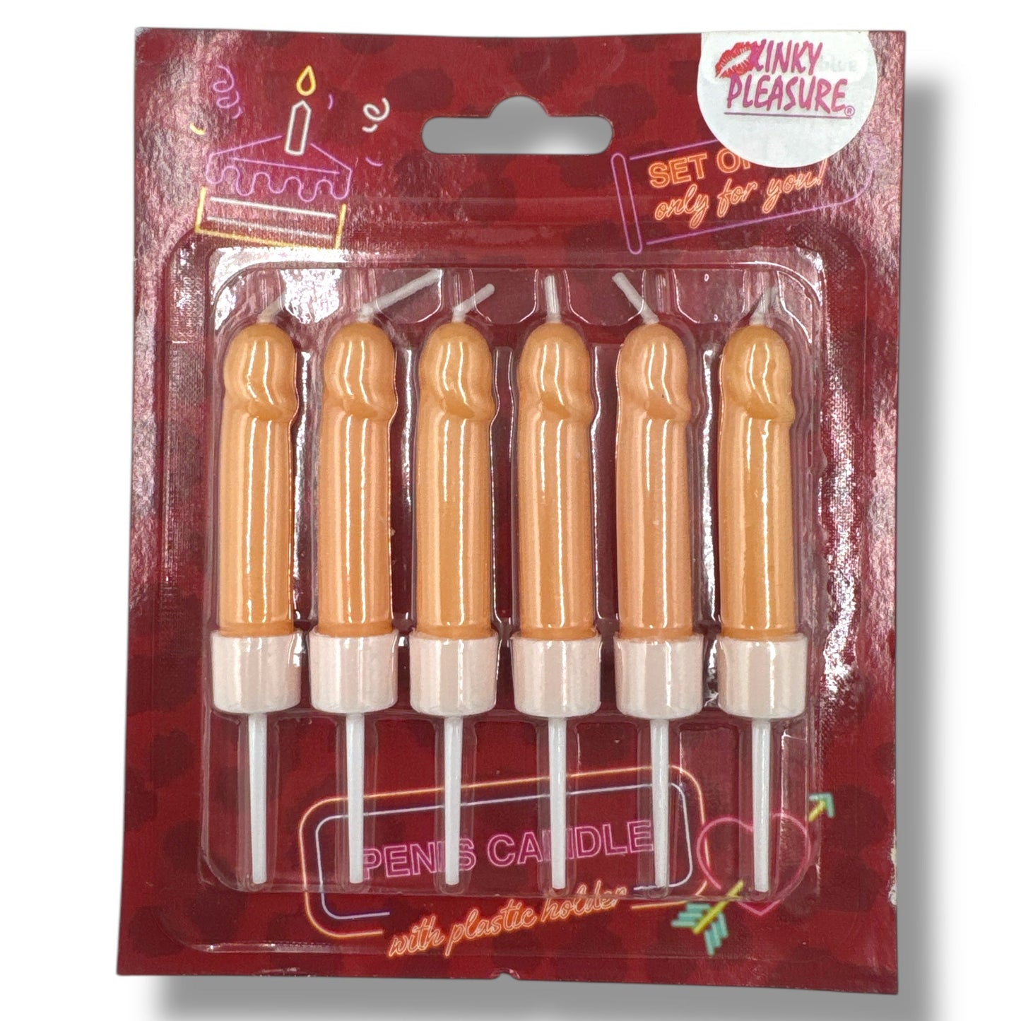 Peniskaarsjes – 6 Stuks in Displayverpakking – Bruin & Beige – Met Houdertjes
