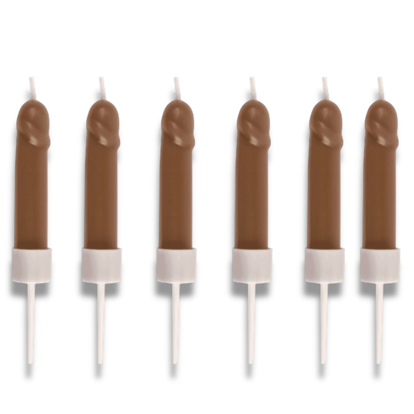 Peniskaarsjes – 6 Stuks in Displayverpakking – Bruin & Beige – Met Houdertjes