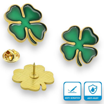 Klavertjevier Pin Groen Metaal - Emaille, 2,5 cm