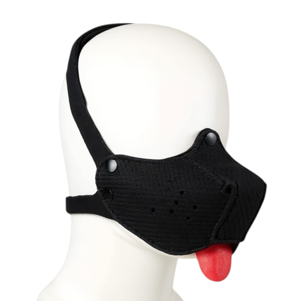 Zwart Puppy Play masker – Fetish hondenmasker met tong (18+)