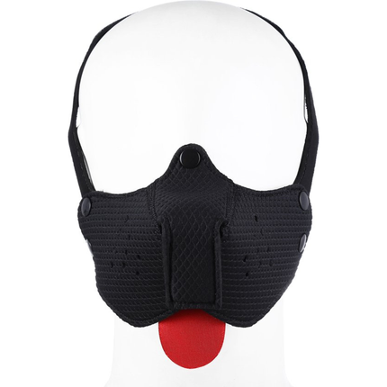 Zwart Puppy Play masker – Fetish hondenmasker met tong (18+)