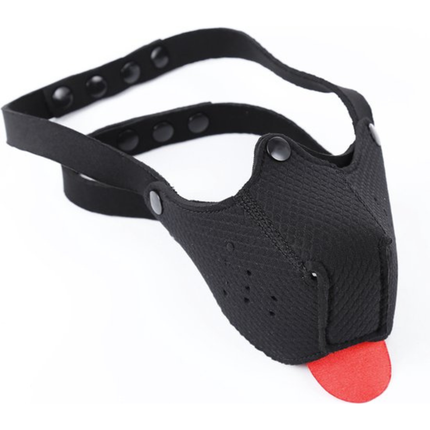 Zwart Puppy Play masker – Fetish hondenmasker met tong (18+)