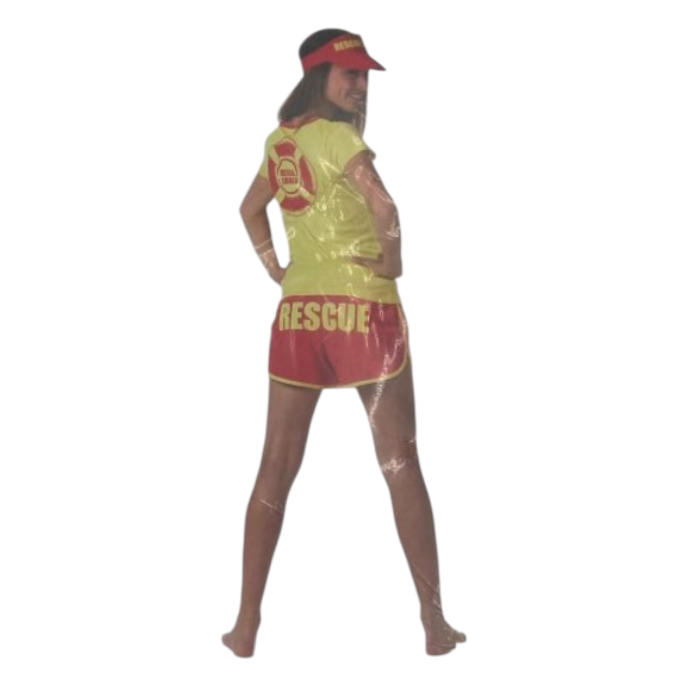 Rescue Lifeguard Verkleedkostuum Dames – Inclusief Shirt, Shorts & Vizier – Maat S M L