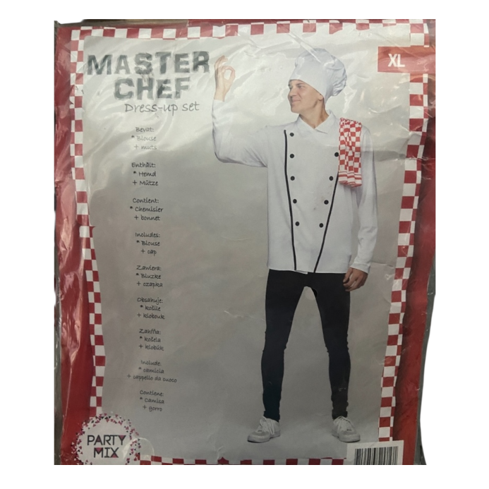 Master Chef Verkleedkostuum – Inclusief Blouse en Koksmuts – Maat M/ L/ XL/