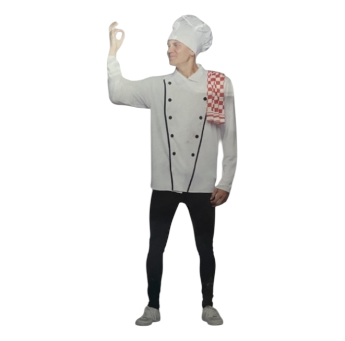 Master Chef Verkleedkostuum – Inclusief Blouse en Koksmuts – Maat M/ L/ XL/