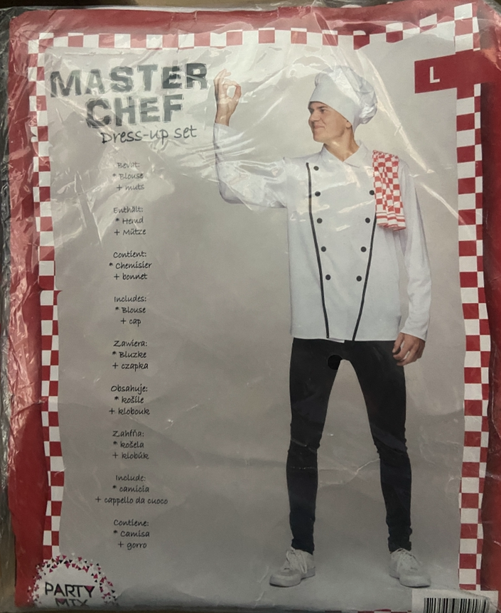 Master Chef Verkleedkostuum – Inclusief Blouse en Koksmuts – Maat M/ L/ XL/