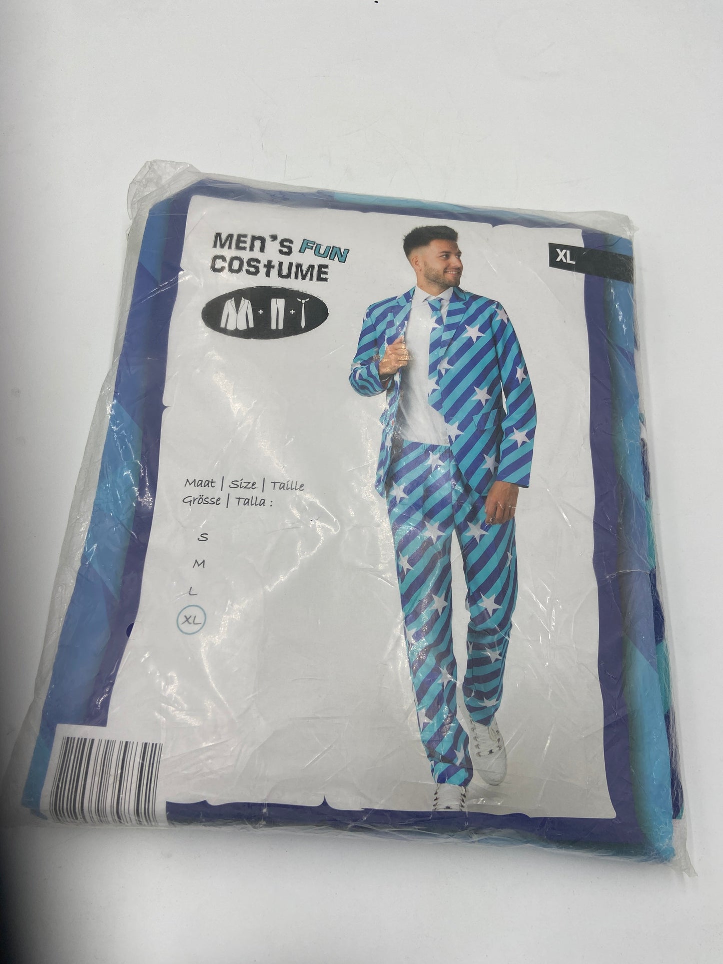 Blauw Heren Kostuum met Sterren – Verkleedpak met Jas, Broek & Stropdas – Maat XL