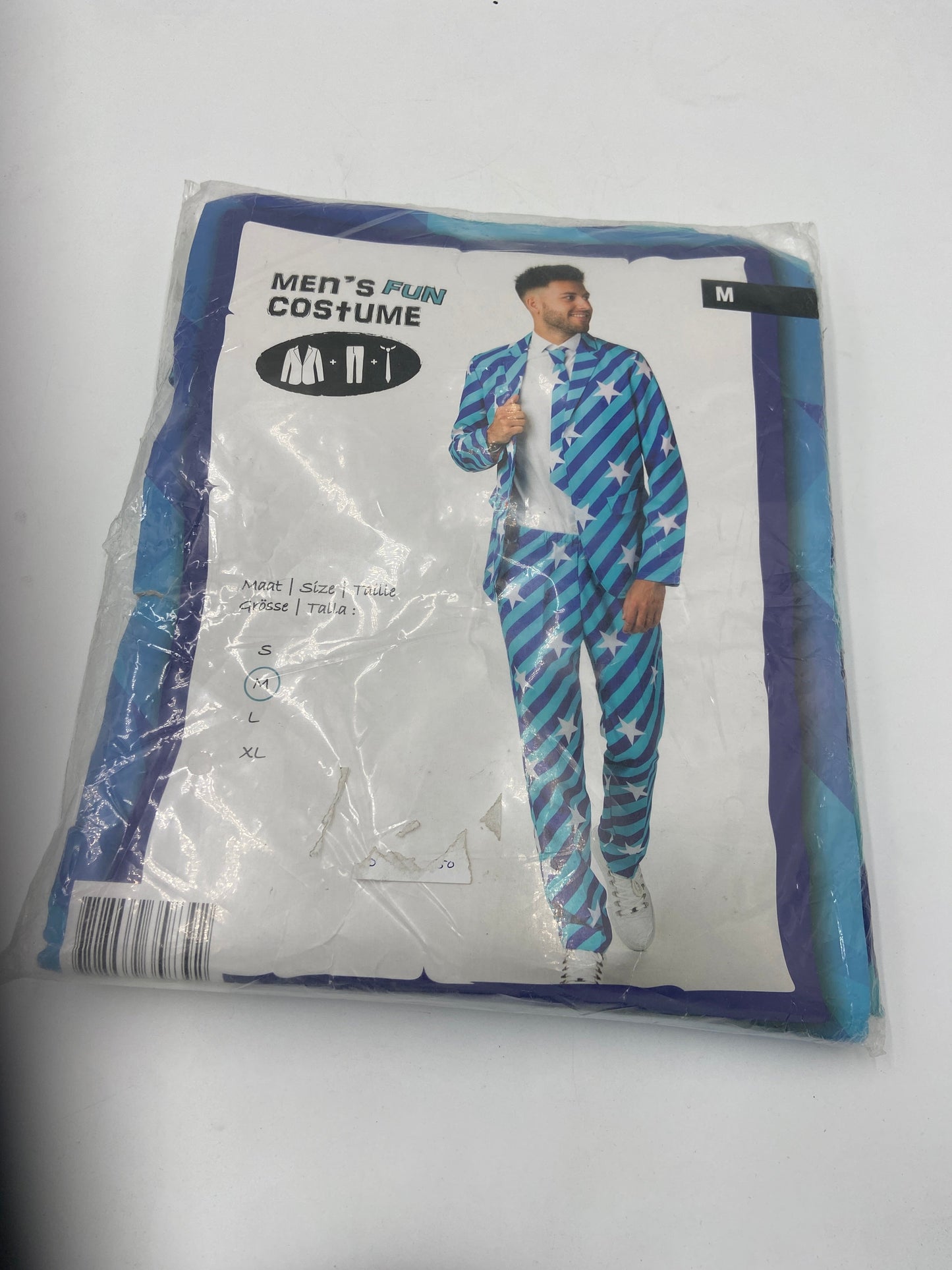 Blauw Heren Kostuum met Sterren – Verkleedpak met Jas, Broek & Stropdas – Maat XL