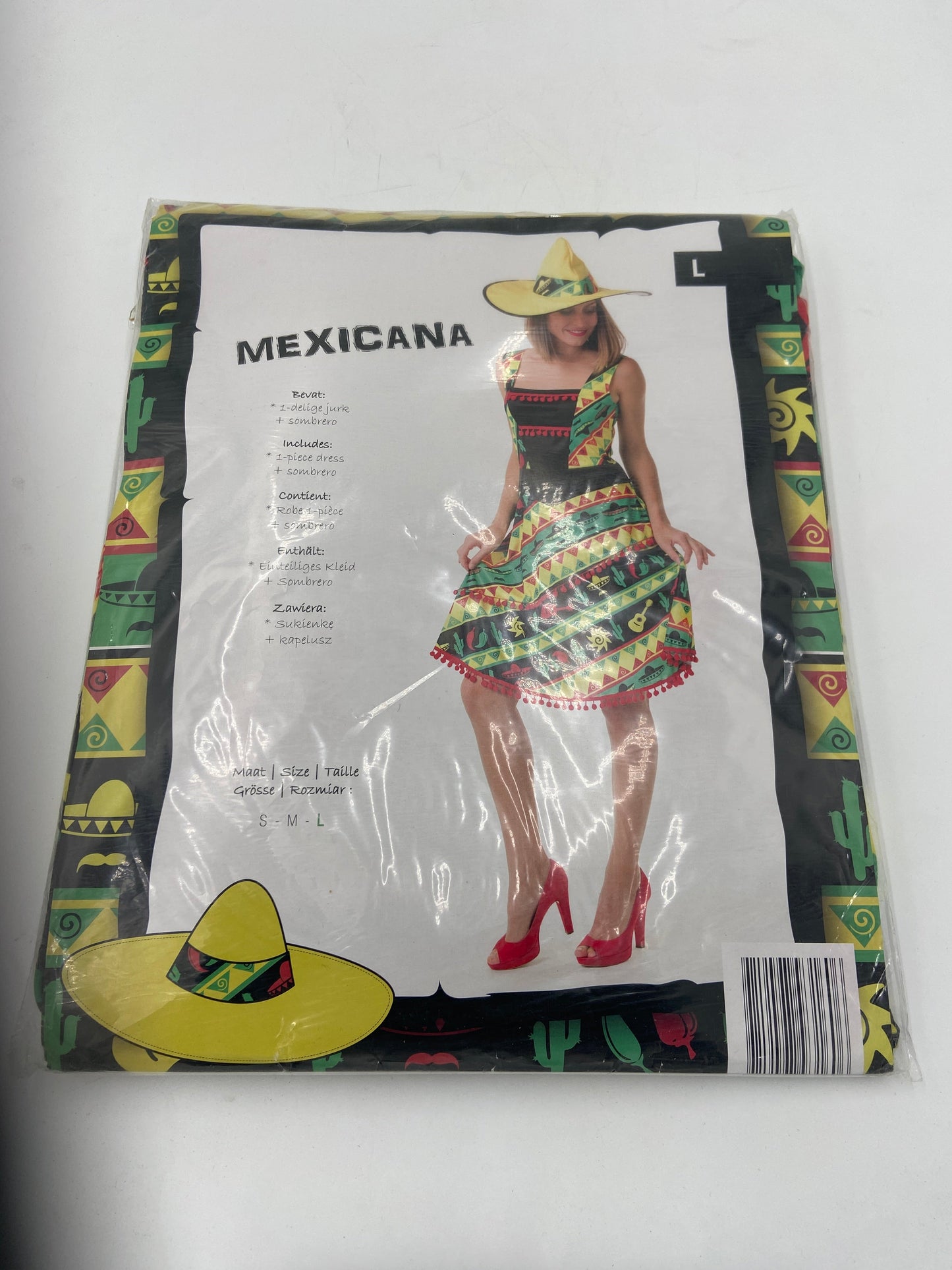 Mexicana Verkleedkostuum Dames – Inclusief Jurk & Sombrero – Maat S & L