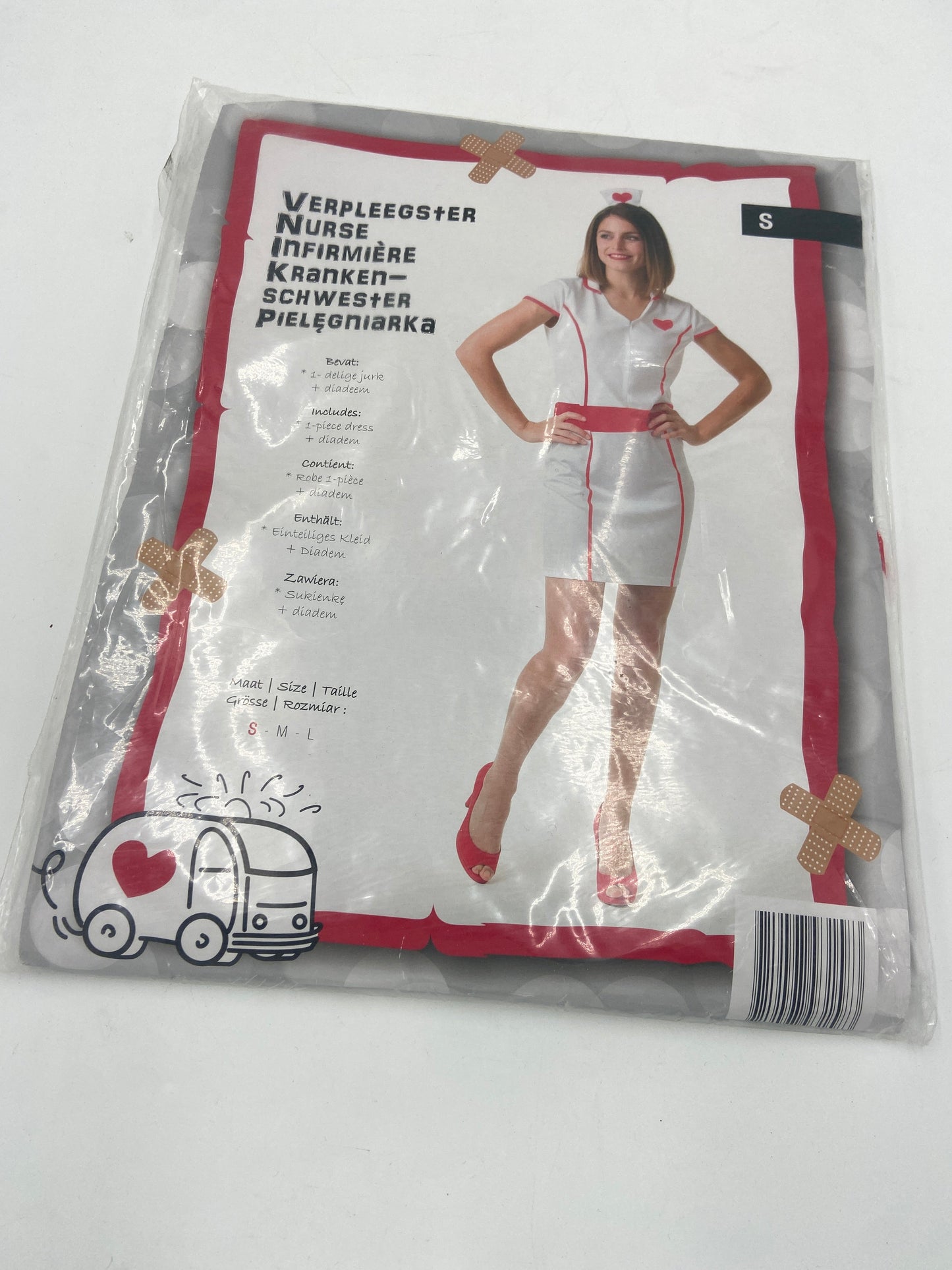 Sexy Verpleegster Kostuum met Diadeem – Maat S / M / L – Verkleedjurk voor Themafeest of Carnaval