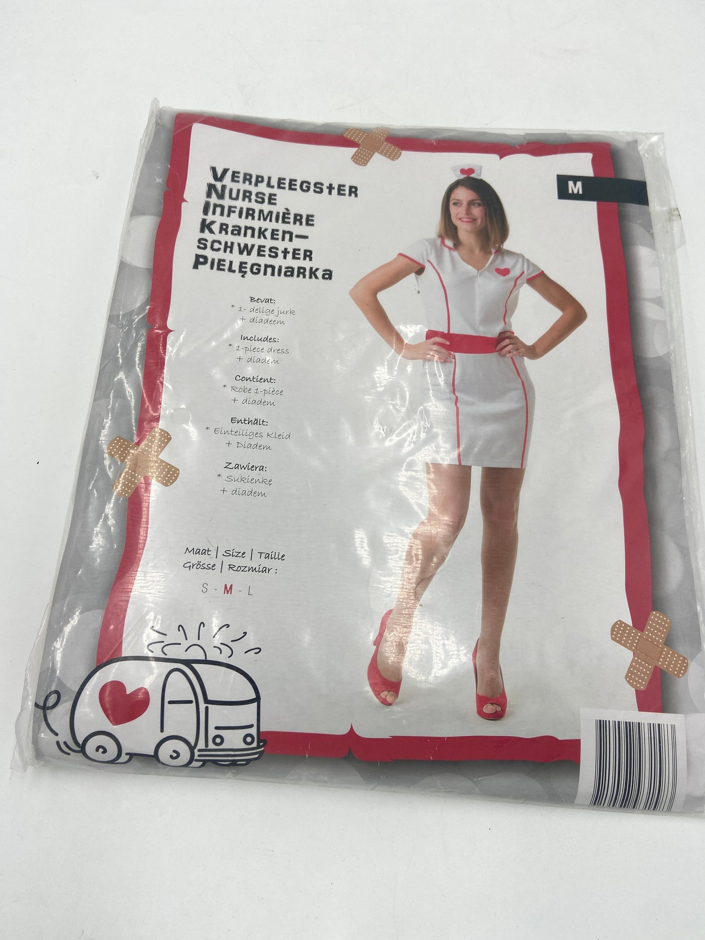Sexy Verpleegster Kostuum met Diadeem – Maat S / M / L – Verkleedjurk voor Themafeest of Carnaval