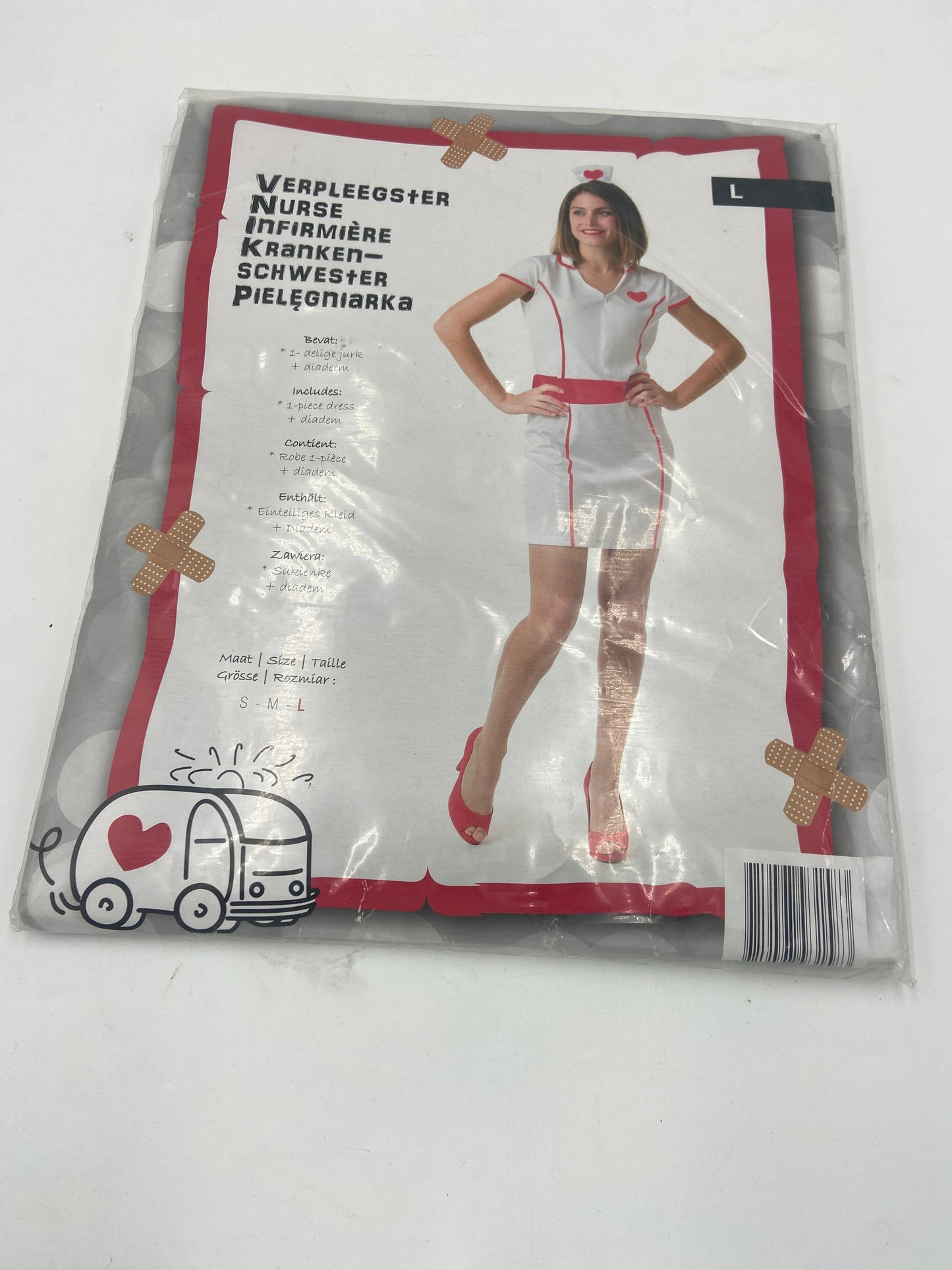 Sexy Verpleegster Kostuum met Diadeem – Maat S / M / L – Verkleedjurk voor Themafeest of Carnaval
