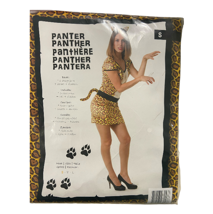 Panter Verkleedkostuum Dames – Inclusief Jurk, Staart & Diadeem – Maat S / M / L