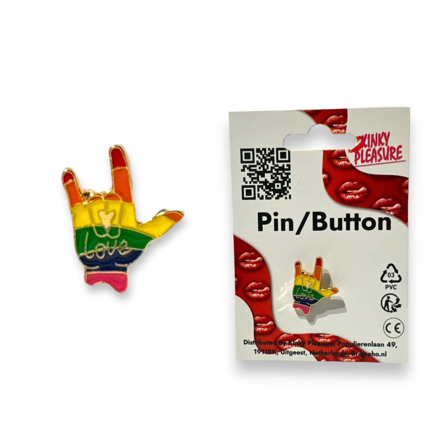Love Handgebaar Pin – I Love You in Regenboogkleuren