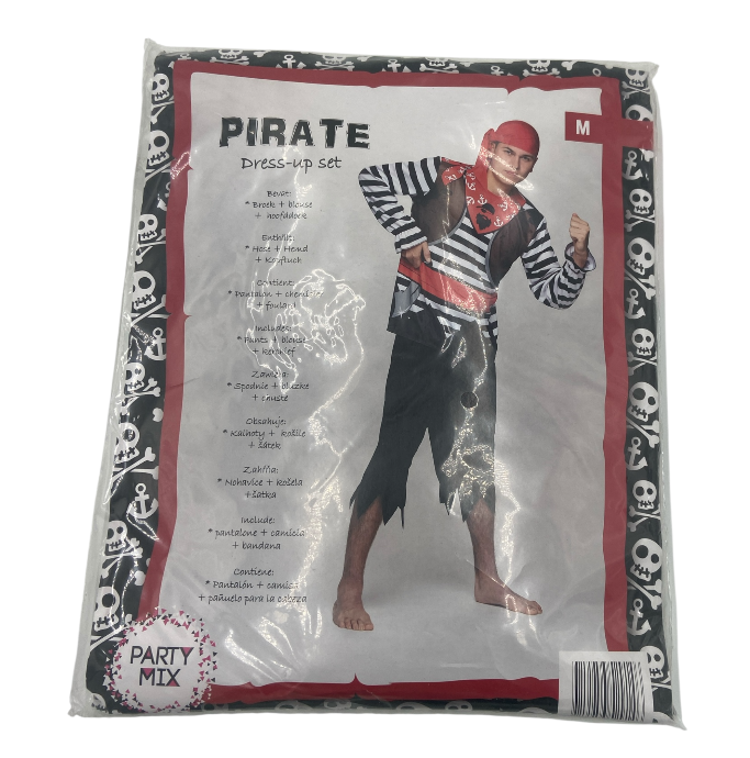 Piraat Verkleedkostuum Heren – Gestreept Shirt met Broek, Gilet en Bandana