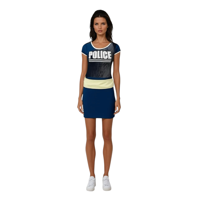 Politie Verkleedkostuum Dames – Dress-up Set met Jurk en Pet – Maat S M L