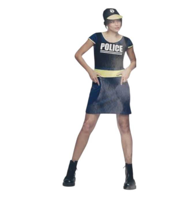 Politie Verkleedkostuum Dames – Dress-up Set met Jurk en Pet – Maat S M L