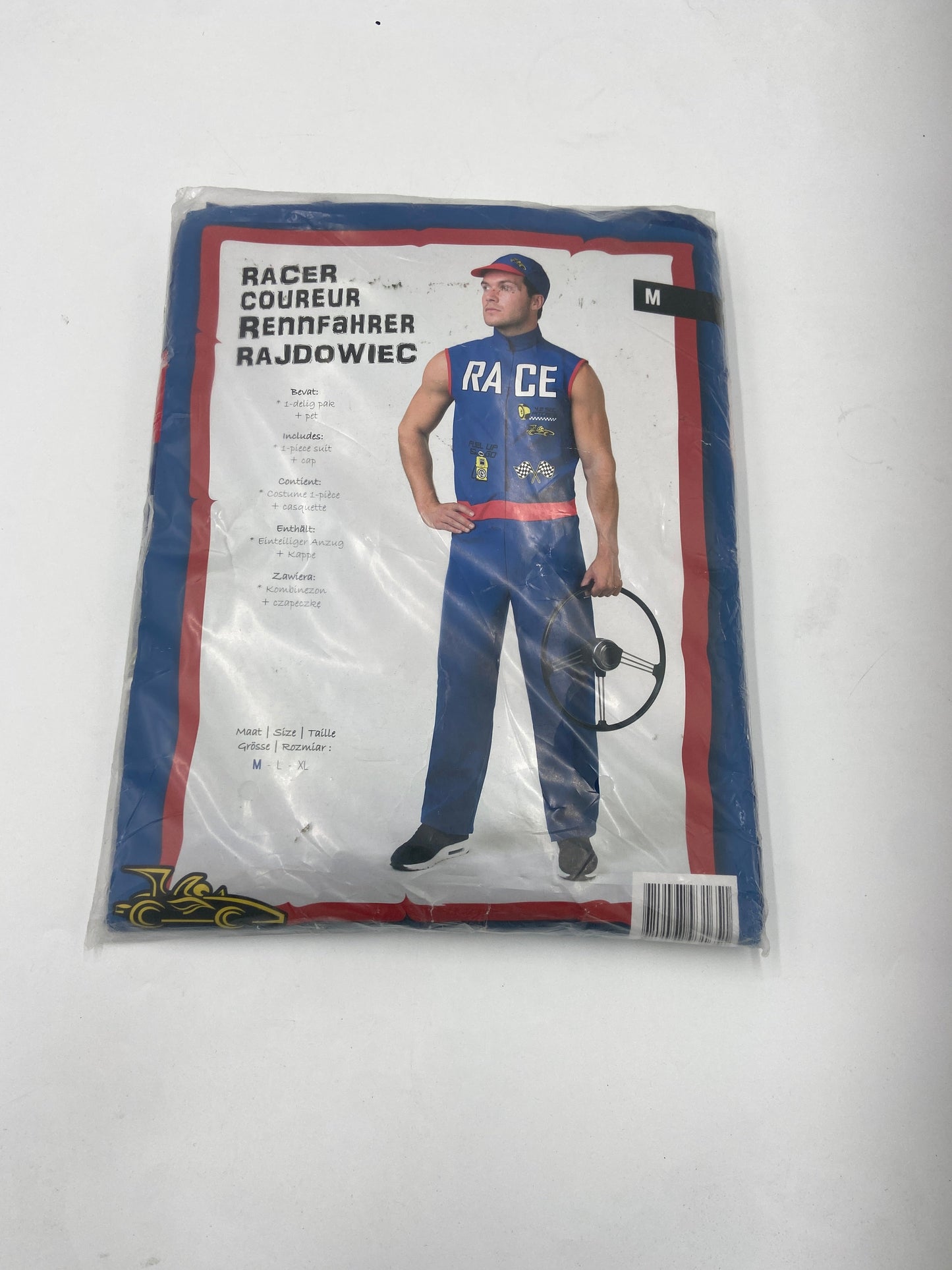 Racer Verkleedkostuum Heren – Inclusief Pak & Pet – Maat M L XL