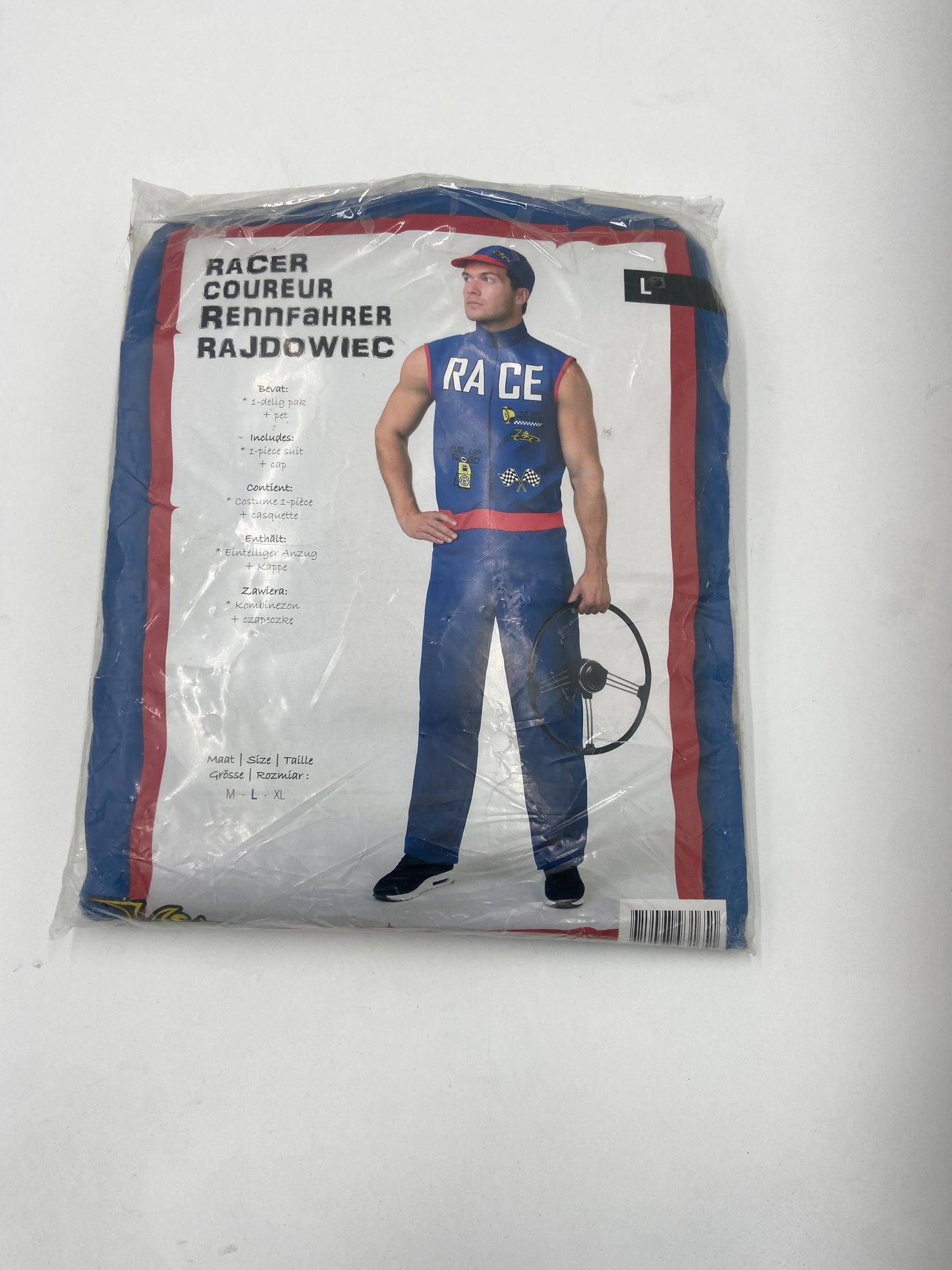 Racer Verkleedkostuum Heren – Inclusief Pak & Pet – Maat M L XL