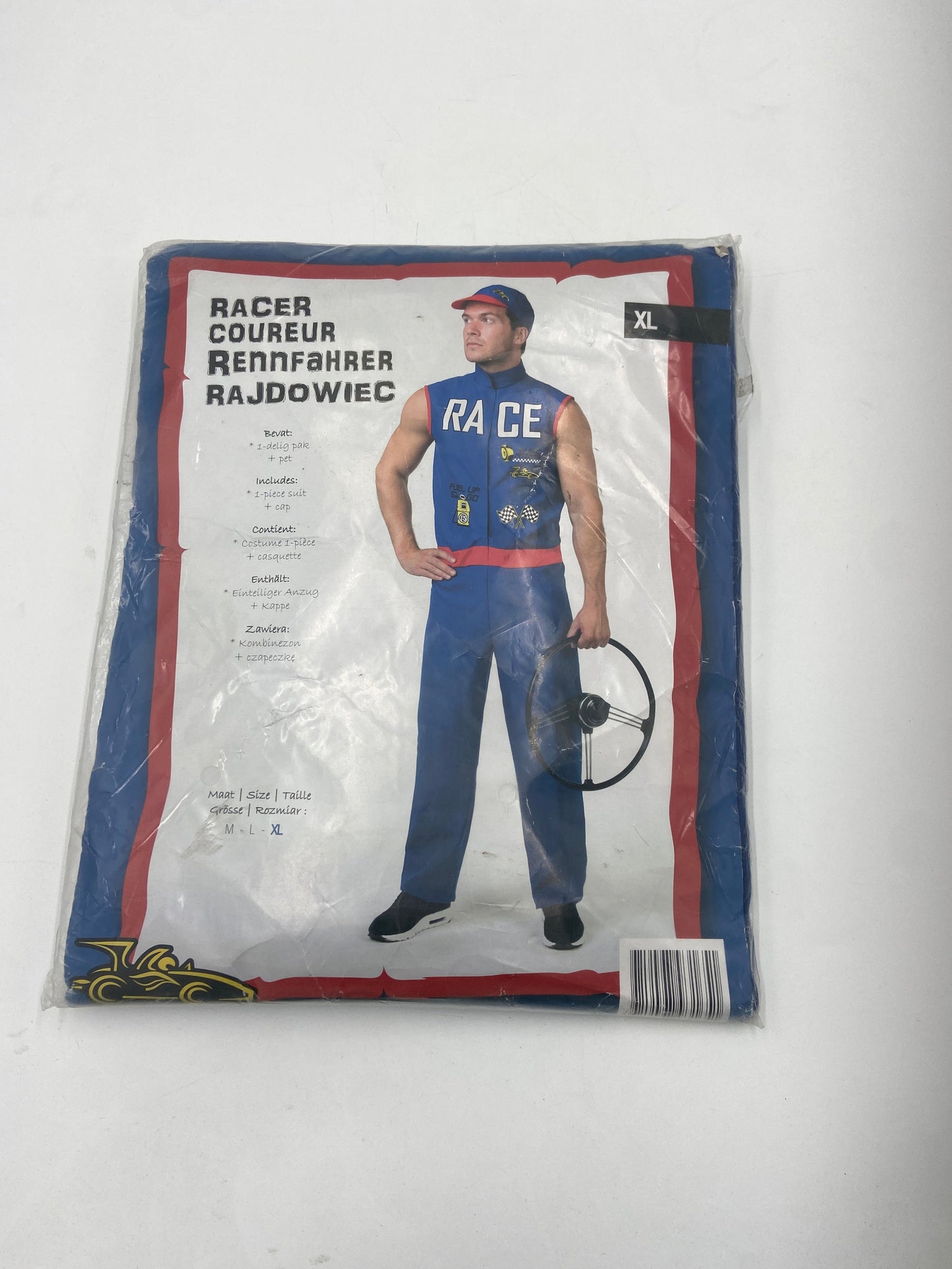 Racer Verkleedkostuum Heren – Inclusief Pak & Pet – Maat M L XL