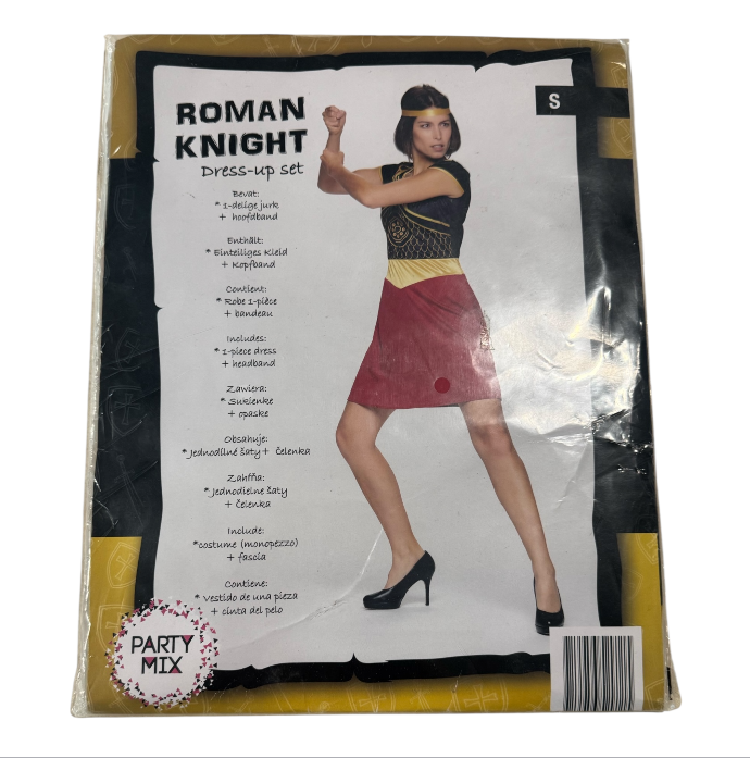 Romeins Ridder Kostuum voor Dames – Verkleedjurk met Hoofdband – Maat S M L