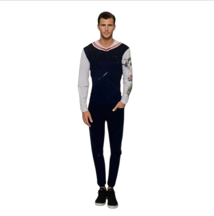 Matroos Kostuum – Marine Verkleedpak Maat M, L, XL – Blauw met Witte Details