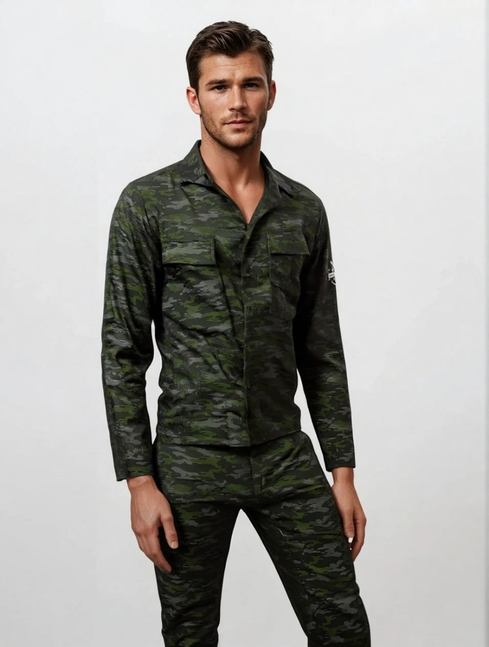 Soldaat Kostuum – Camouflage Verkleedpak Maat M, L, XL – Inclusief Hoofdband