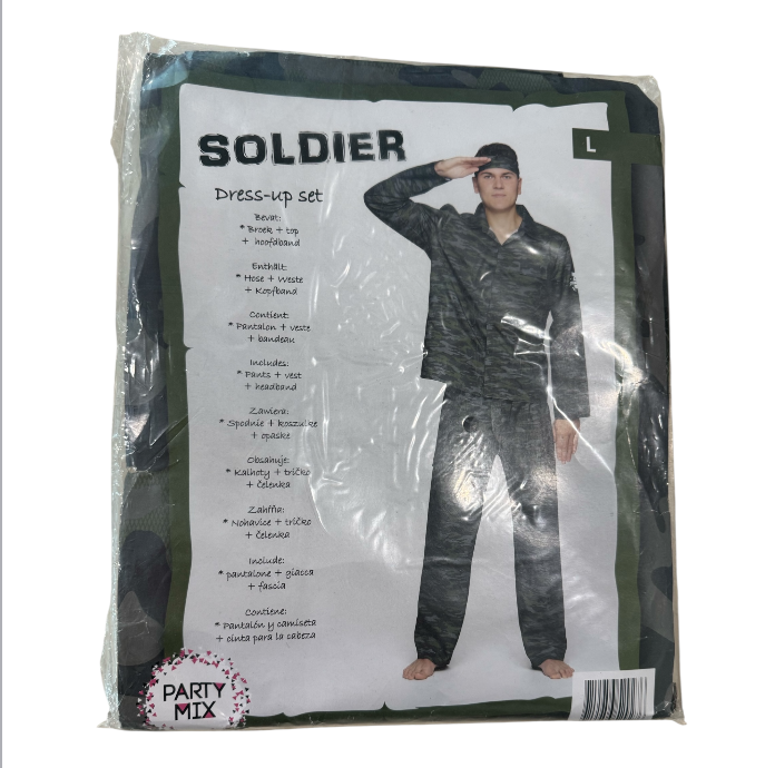 Soldaat Kostuum – Camouflage Verkleedpak Maat M, L, XL – Inclusief Hoofdband