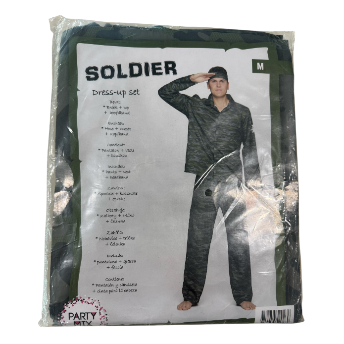 Soldaat Kostuum – Camouflage Verkleedpak Maat M, L, XL – Inclusief Hoofdband