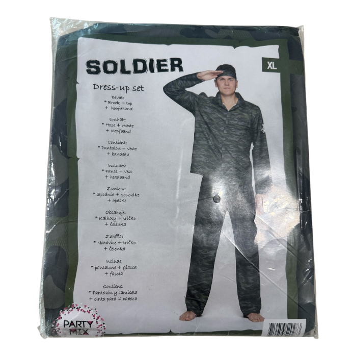 Soldaat Kostuum – Camouflage Verkleedpak Maat M, L, XL – Inclusief Hoofdband
