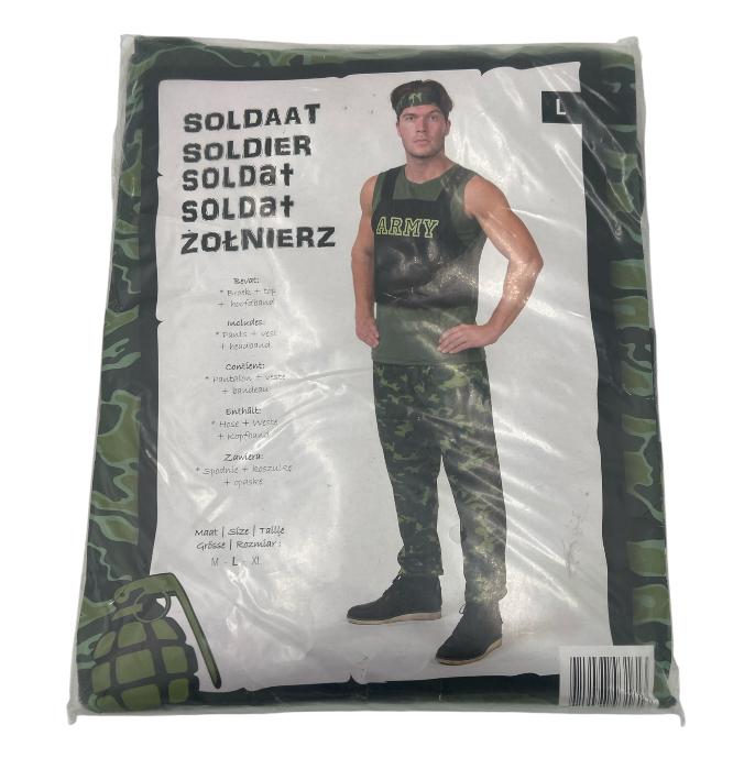 Soldaat Verkleed Kostuum Heren – Army Top met Camouflage Broek – Maat M L XL