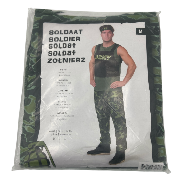 Soldaat Verkleed Kostuum Heren – Army Top met Camouflage Broek – Maat M L XL