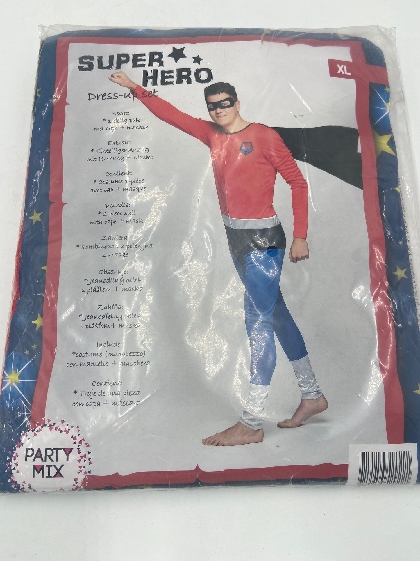 Superhelden Kostuum Heren – Super Hero Pak met Cape en Masker – Maat M / L / XL