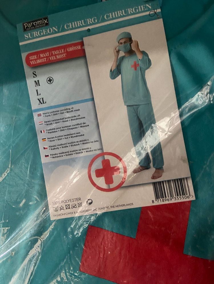 Chirurgen Kostuum Verkleed Set – Incl. Broek, Shirt, Muts en Mondmasker – Maat S/M/L/XL
