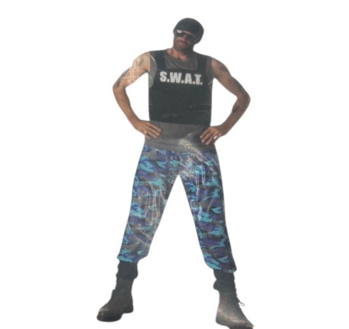 S.W.A.T. Kostuum Heren – SWAT Shirt met Blauwe Camouflage Broek