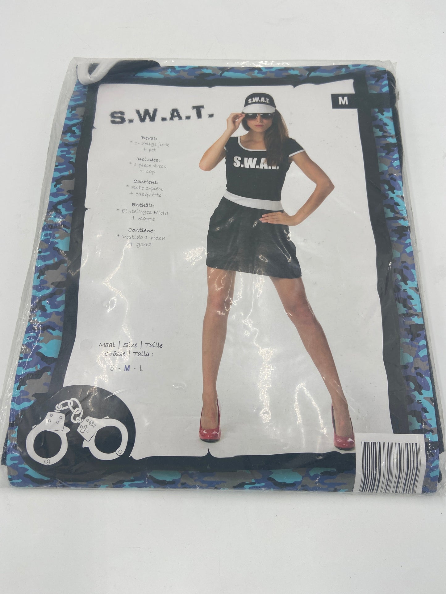 S.W.A.T. Vrouwen Verkleedjurk – Politie Kostuum met Pet – Maat S / M / L