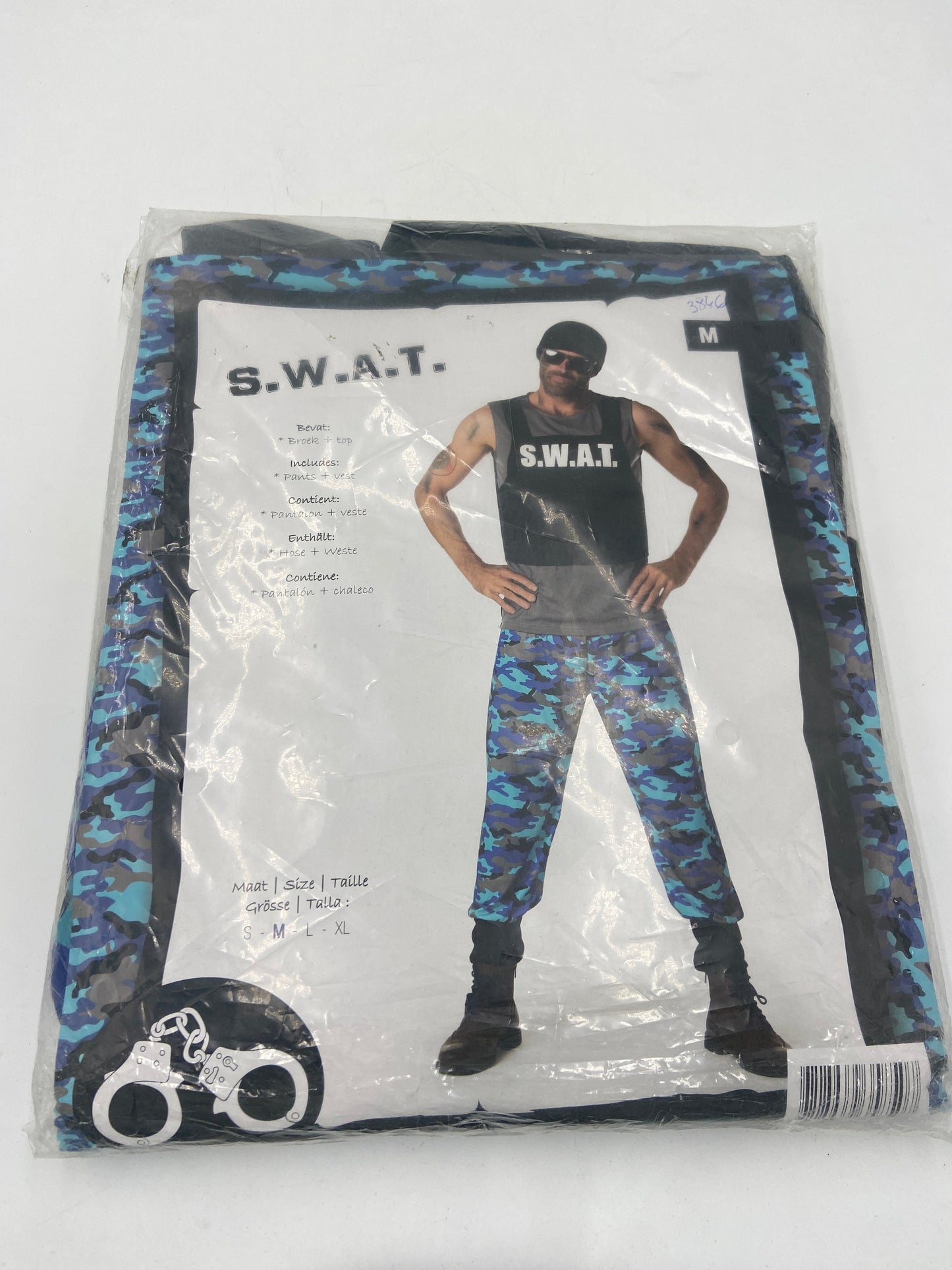S.W.A.T. Kostuum Heren – SWAT Shirt met Blauwe Camouflage Broek