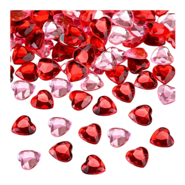 Mini-Dekorationsherzen Acryl Rot und Rosa - 20 Stück