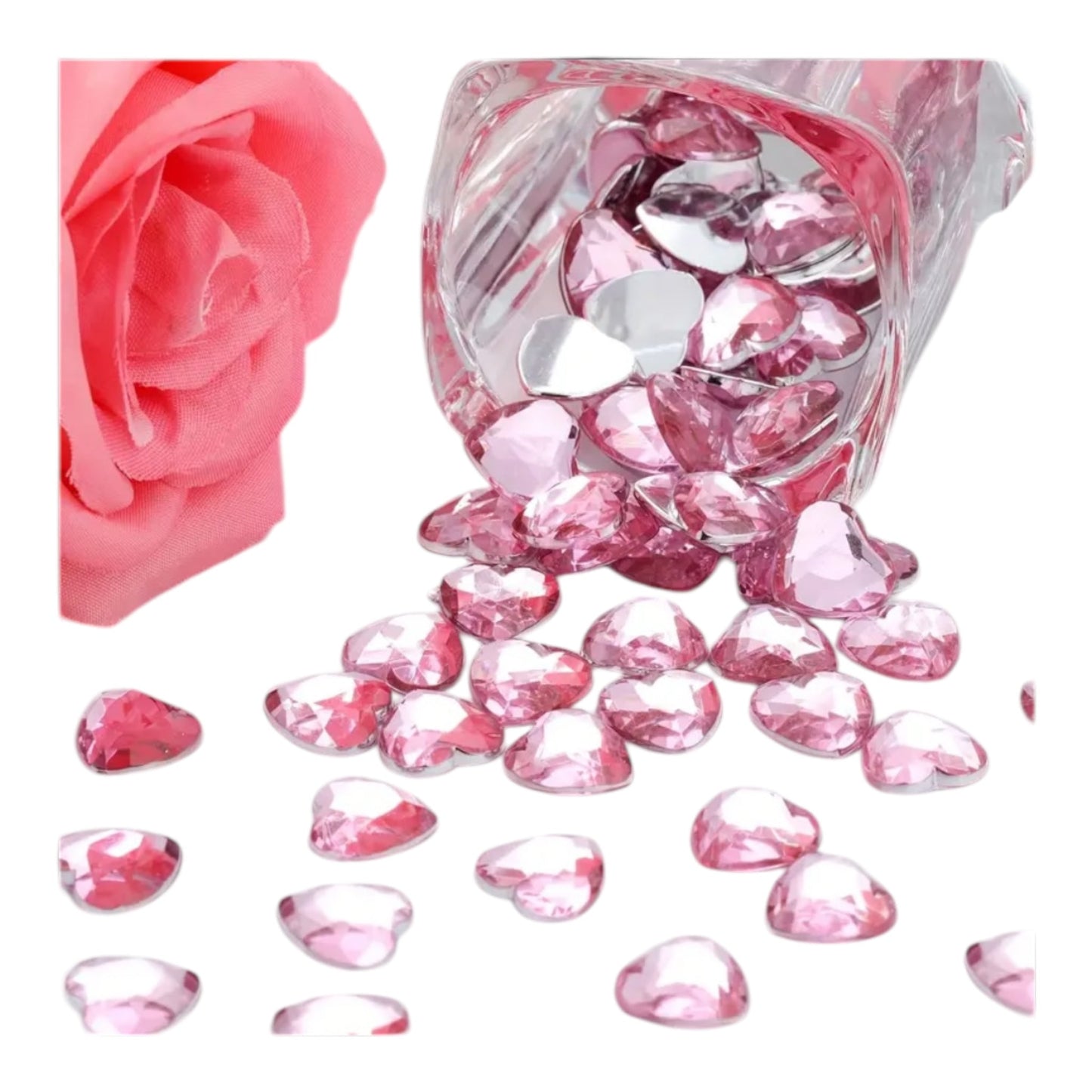 Mini Decoratie Hartjes – 20 Stuks Rood & Roze Acryl