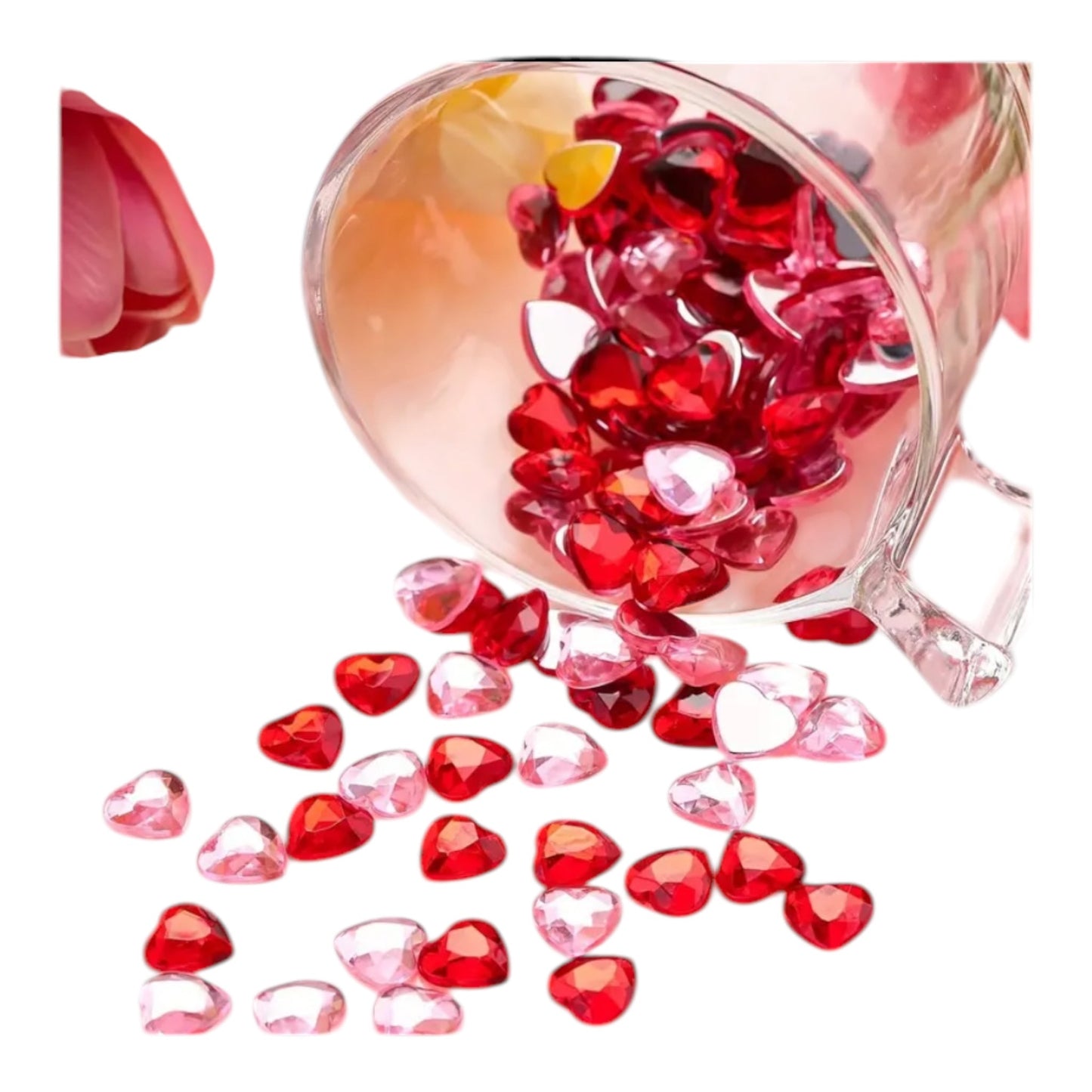 Mini Decoratie Hartjes – 20 Stuks Rood & Roze Acryl