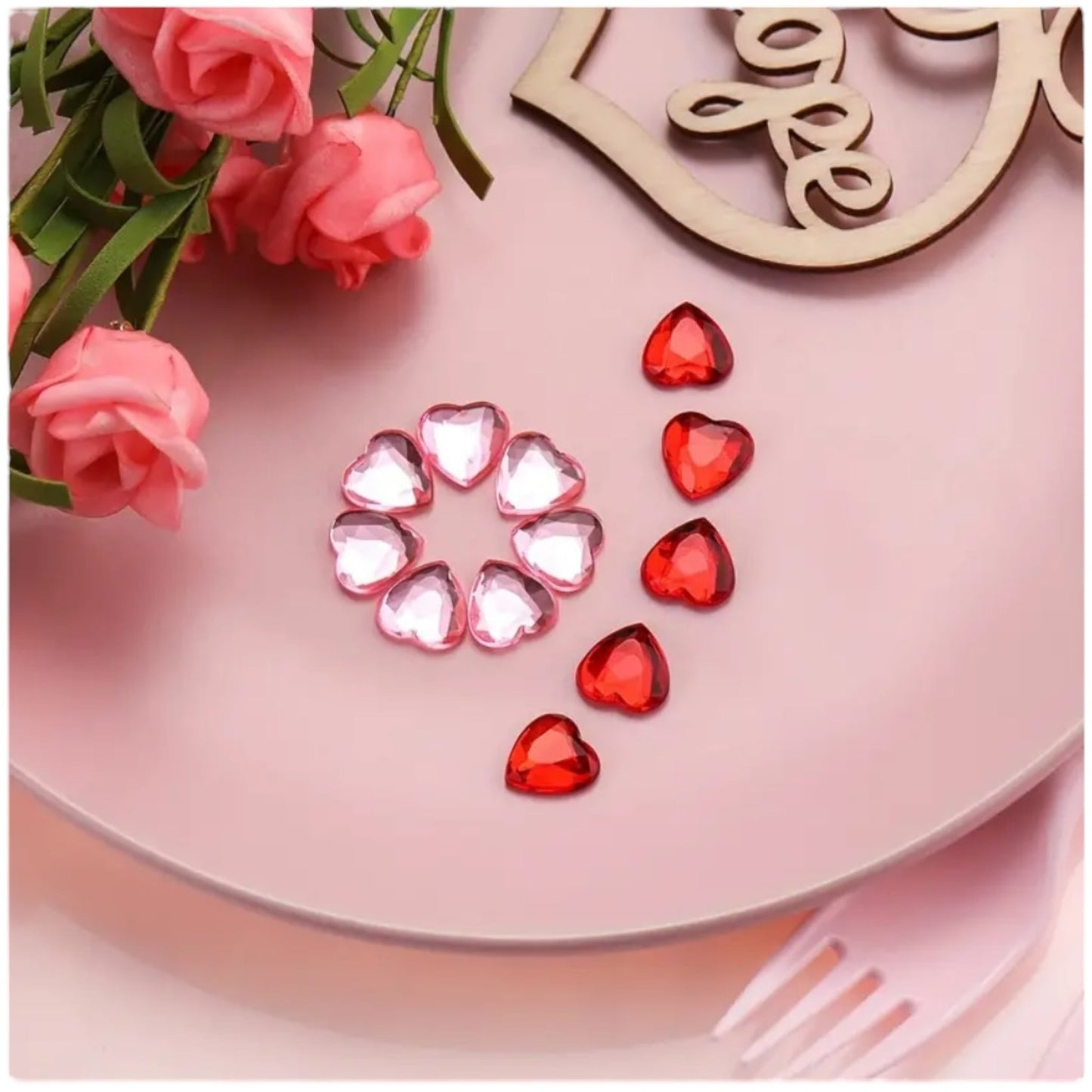 Mini Decoratie Hartjes – 20 Stuks Rood & Roze Acryl